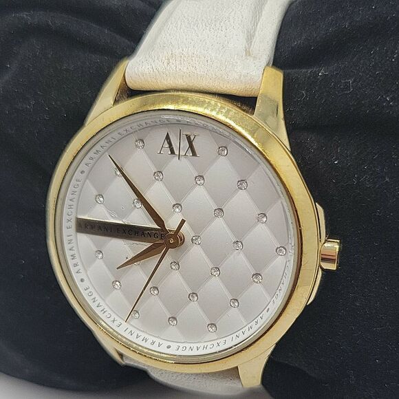 Armani Exchange AX5207 Womens White Leather Analog Dial Quartz Wrist Watch BC500 - Picture 3 of 11